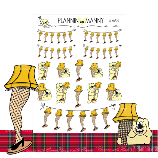 668 Christmas Story Leg Lamp Planner Stickers