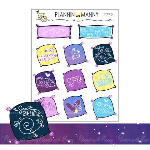 772 Inspirational Pillow Planner Stickers - Dear Universe Collection