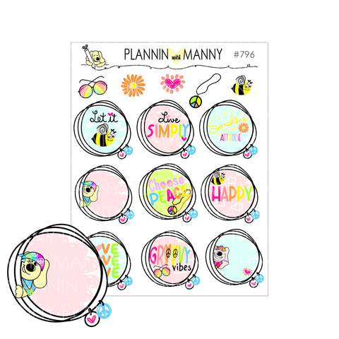 796 HIPPY FRAME Planner Stickers - Summer of Love Collection