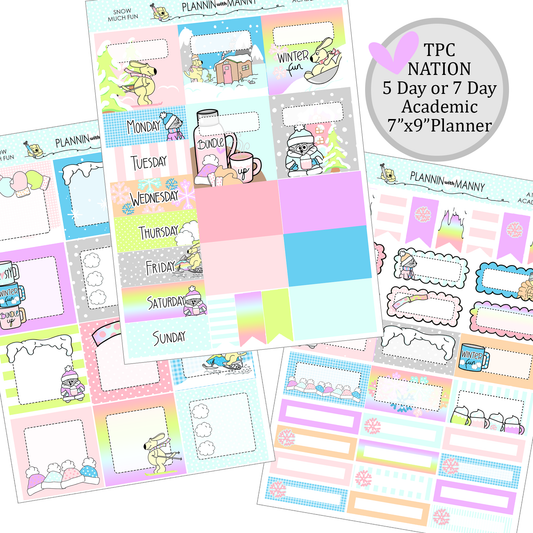 A124 TPC ACADEMIC 5 & 7 Day Weekly Planner Kit - Snow Much Fun Collection