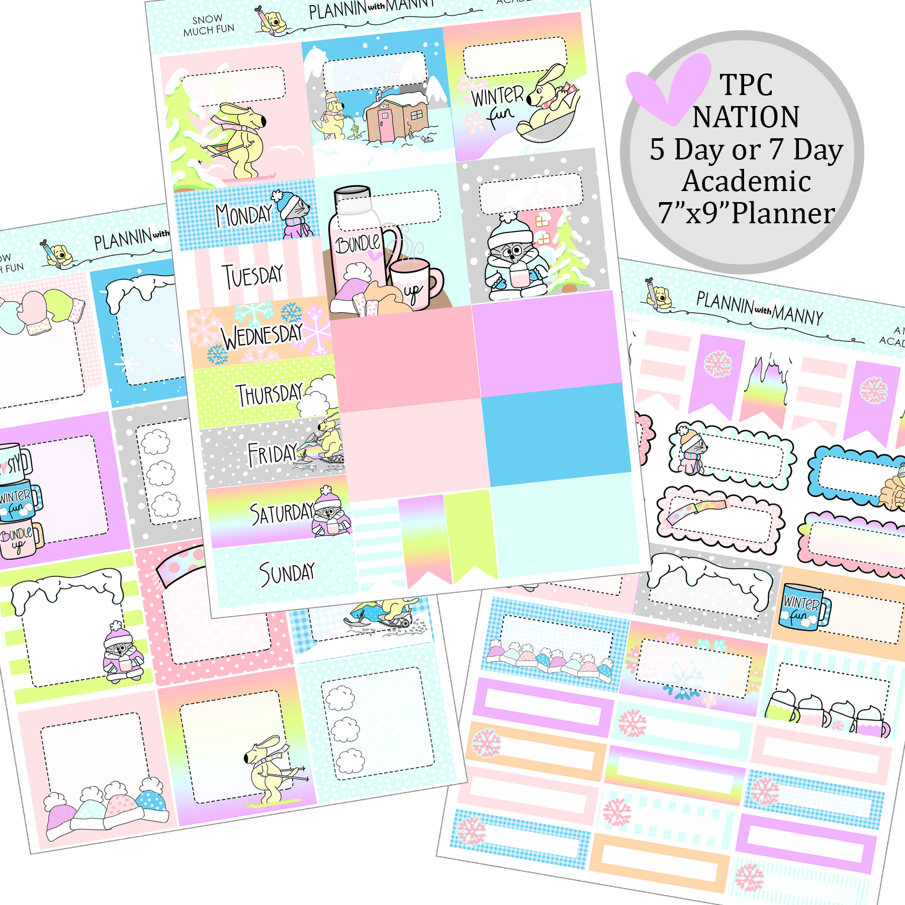A124 TPC ACADEMIC 5 & 7 Day Weekly Planner Kit - Snow Much Fun Collection