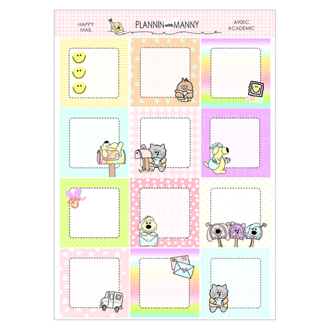 A900C Happy Mail 1.5" Square Planner Stickers