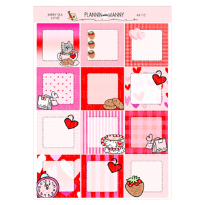 A911C Berry Tea Love 1.5" Square Planner Stickers