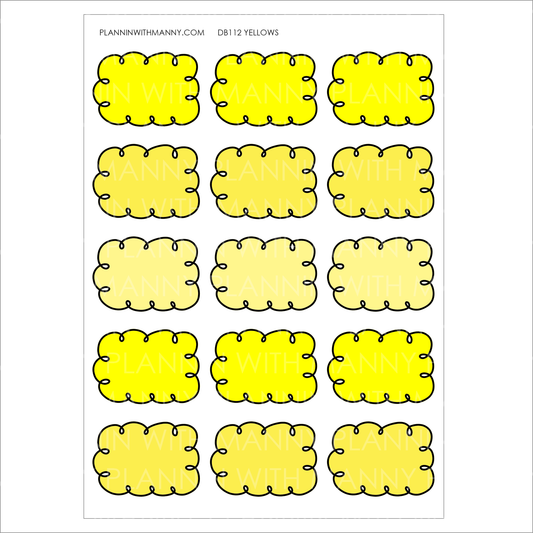 DB112 YELLOWS 1.5" Doodle Half Box Planner Stickers