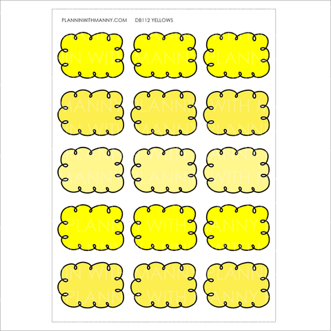 DB112 YELLOWS 1.5" Doodle Half Box Planner Stickers