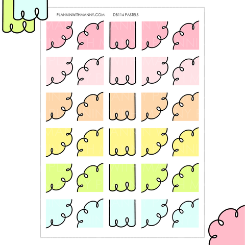 DB114 PASTEL Doodle Corners & Flags Planner Stickers