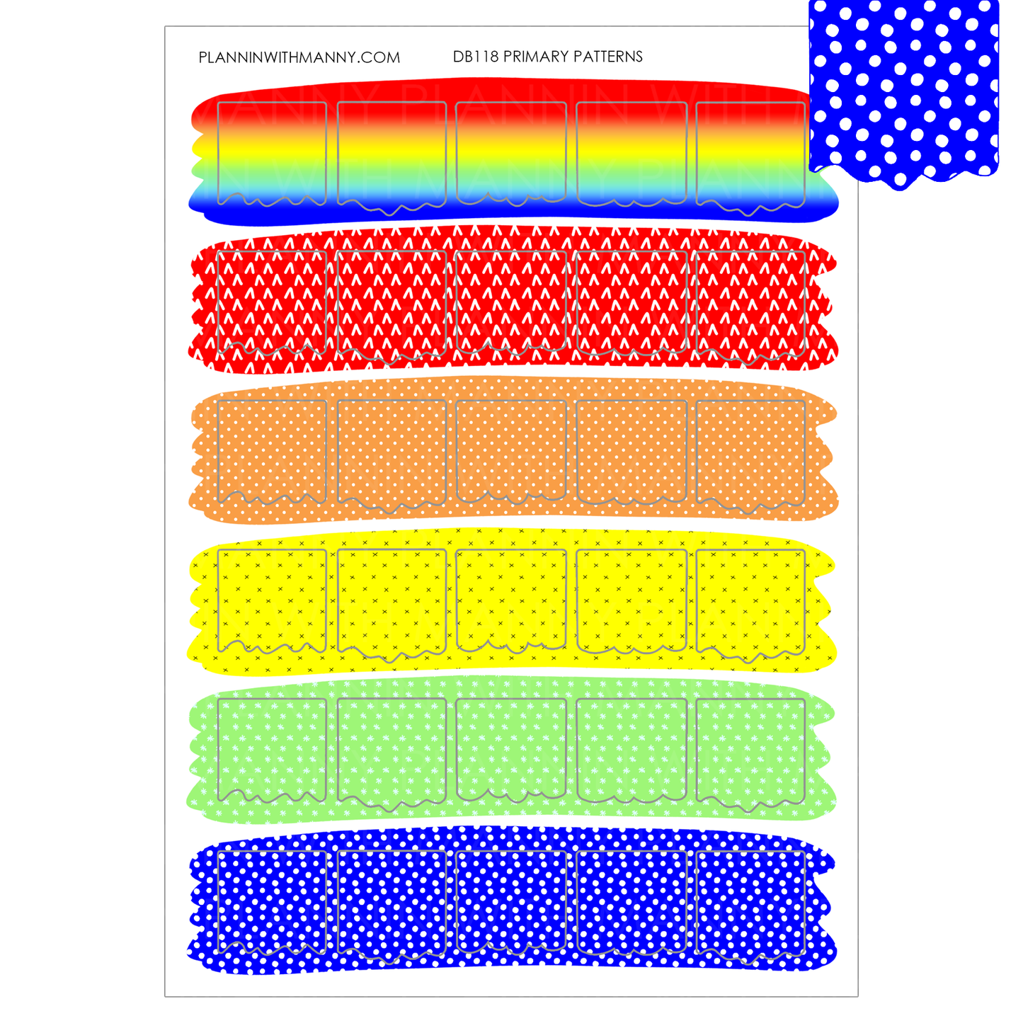 DB118 Patterned Flag Planner Stickers