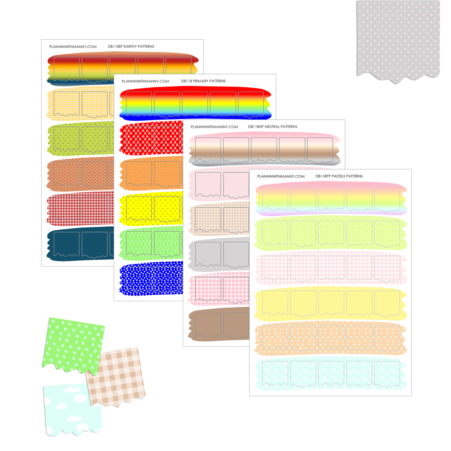 DB118 Patterned Flag Planner Stickers