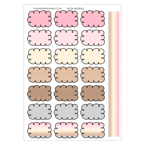 DB124 1.3" NEUTRAL Doodle Half Box Planner Stickers