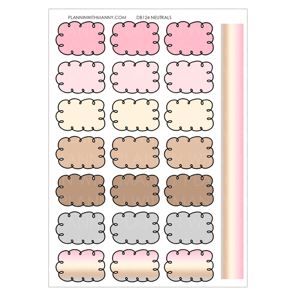 DB124 1.3" Doodle Half Box Mixed Sheet Planner Stickers