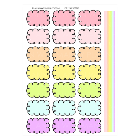 DB124 1.3" PASTEL Doodle Half Box Planner Stickers