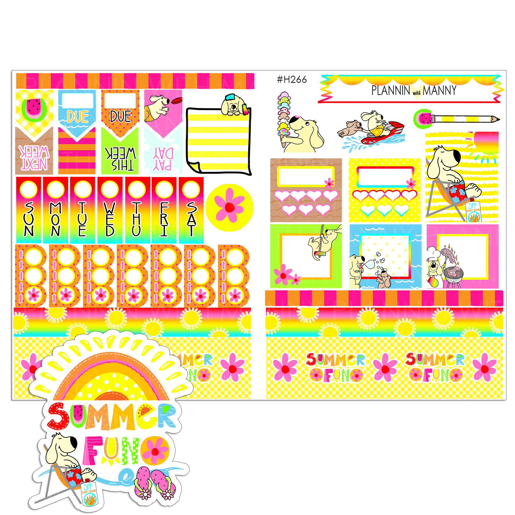 H266 HOBONICHI Weekly Planner Stickers - Summer Fun Collection