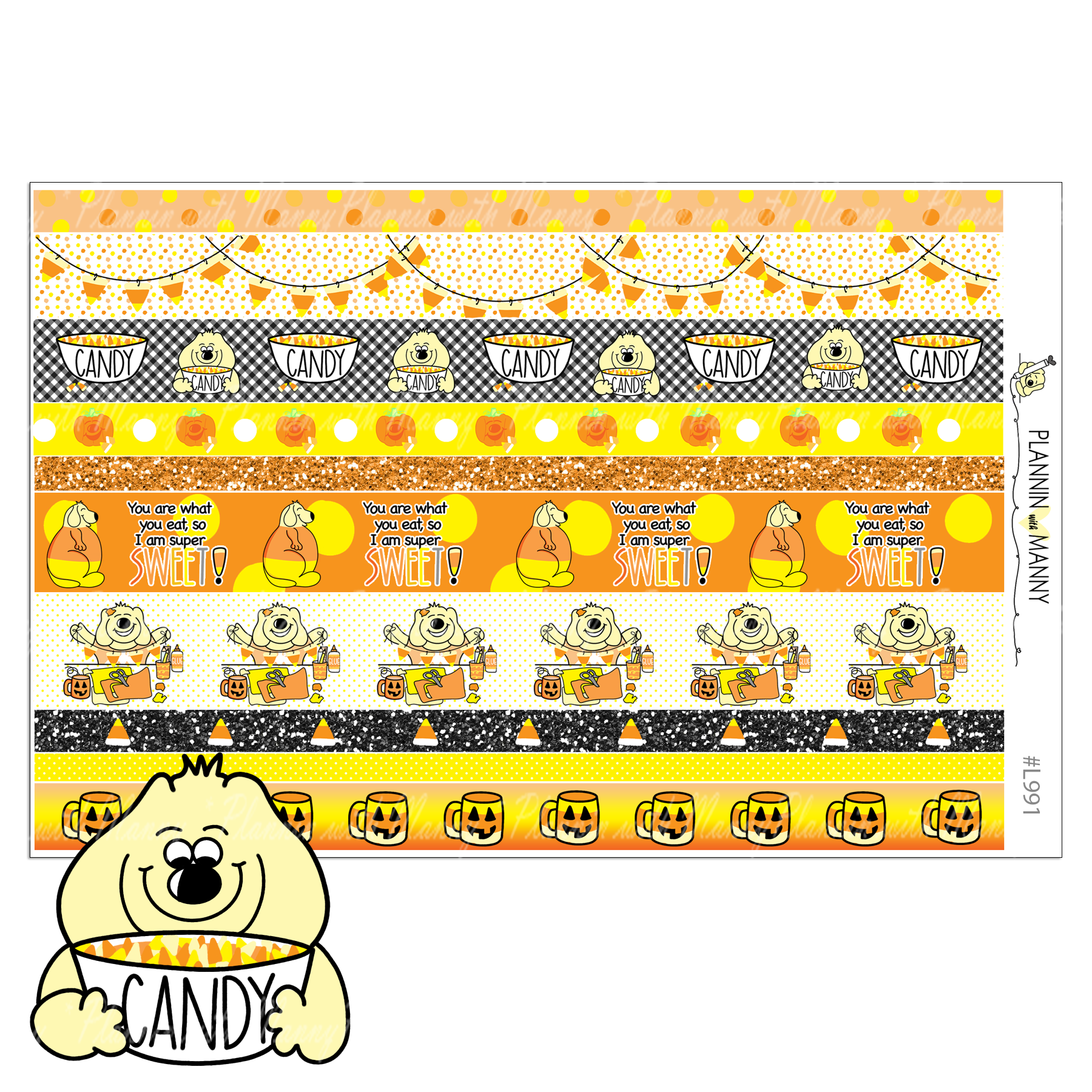 L991 Sweet Manny Washi Planner Stickers