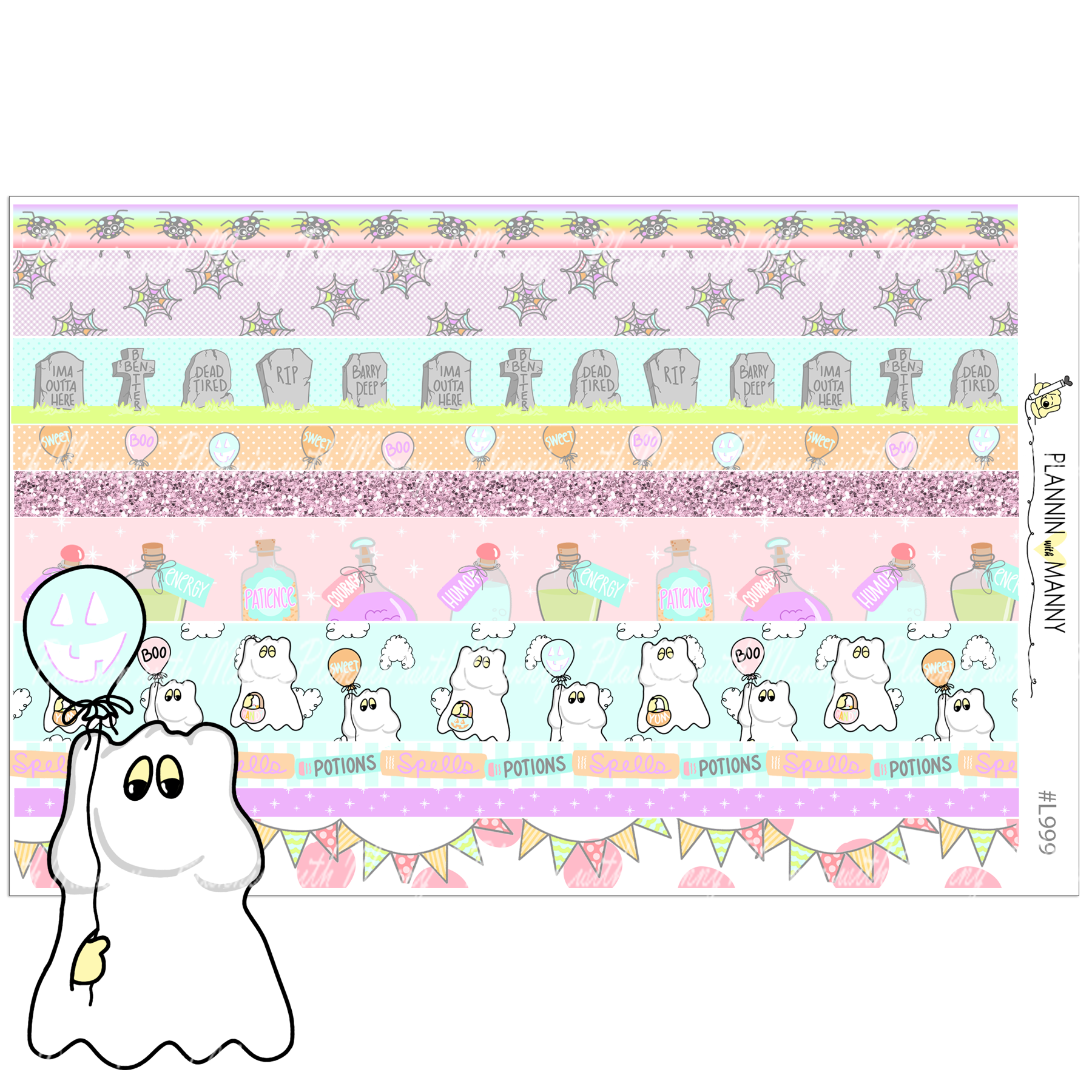 L999 Spooky Bits Washi Sticker Sheet