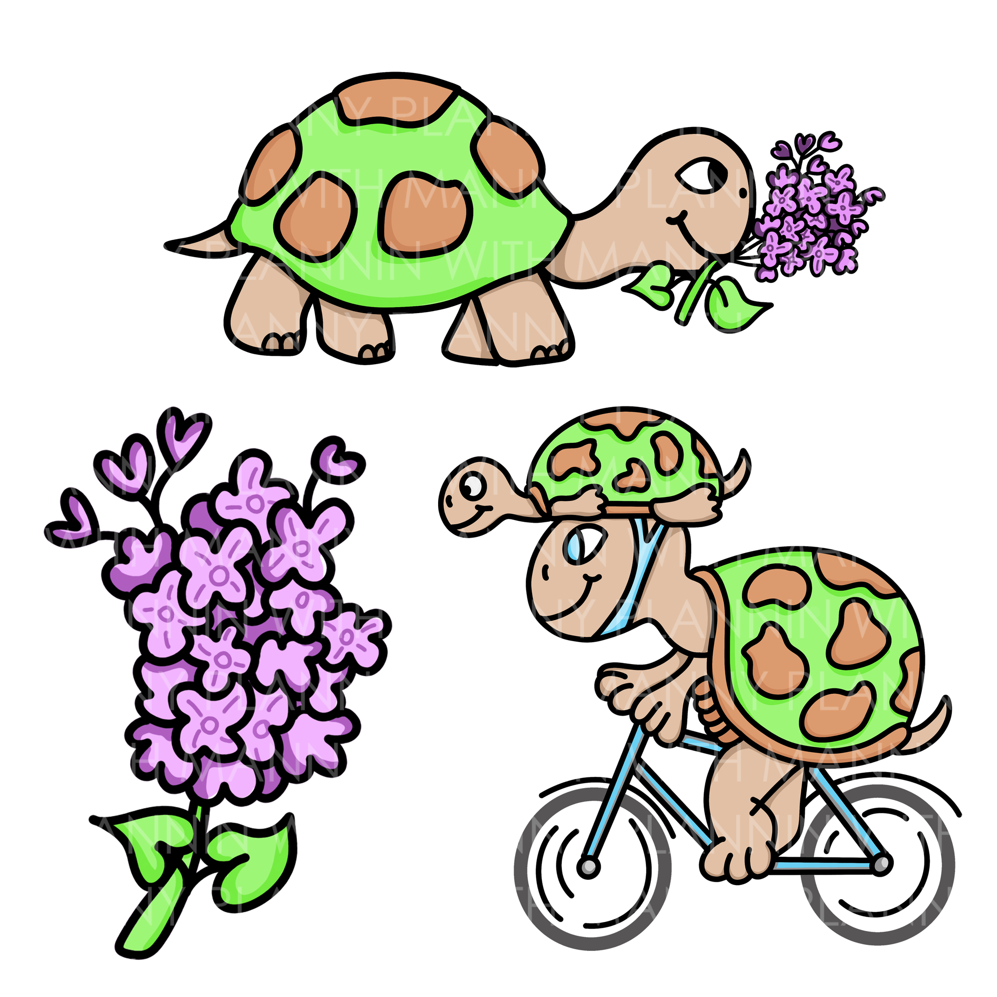 1473 & 1467 Turtle & Lilac Diecuts