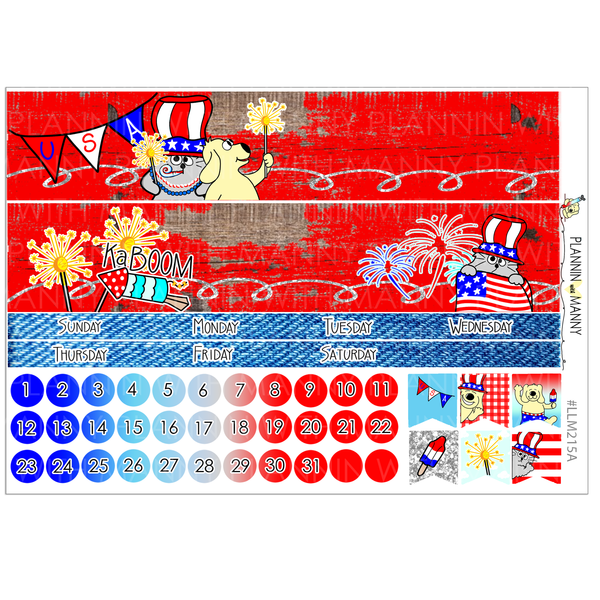 LLM215 MONTHLY 7x9 Planner Stickers - Freedom Reigns Collection