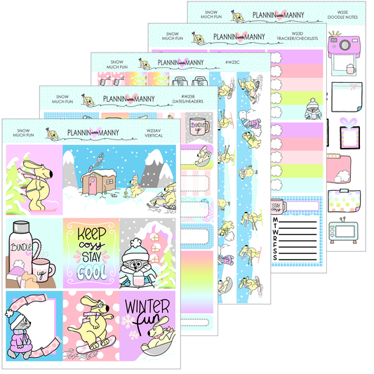 W23AV,SNOW MUCH FUN Vertical Weeks Planner Stickers