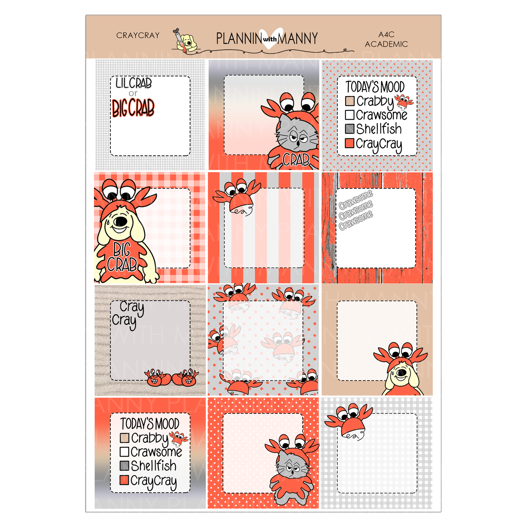 A116C Cray Cray 1.5" Square Planner Stickers