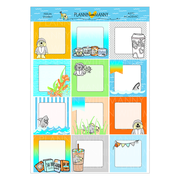 A27 TPC ACADEMIC 5 & 7 Day Weekly Planner Kit and Hybrid Planner - Feelin Sharky Collection