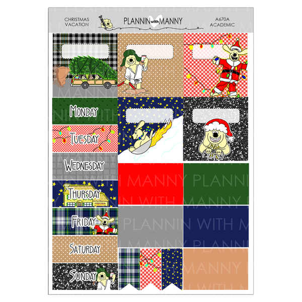 A670 TPC ACADEMIC 5 & 7 Day Weekly Planner Kit - Christmas Vacation Collection