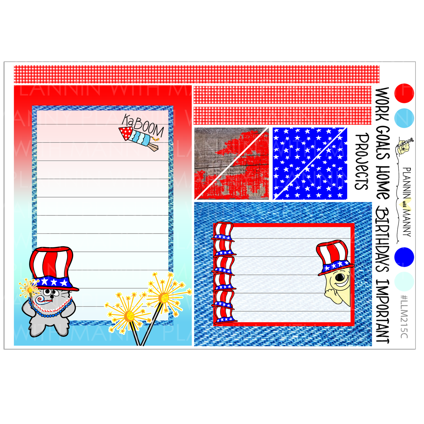 LLM215 MONTHLY 7x9 Planner Stickers - Freedom Reigns Collection