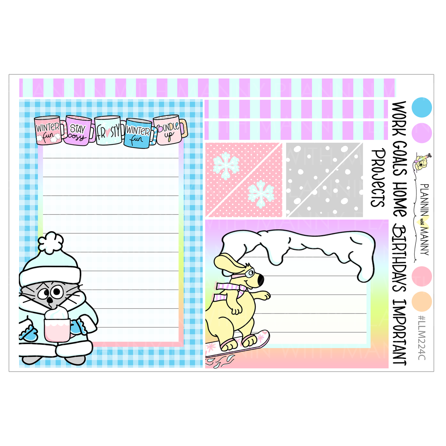 LLM224 MONTHLY PLANNER STICKERS - Snow Much Fun Collection