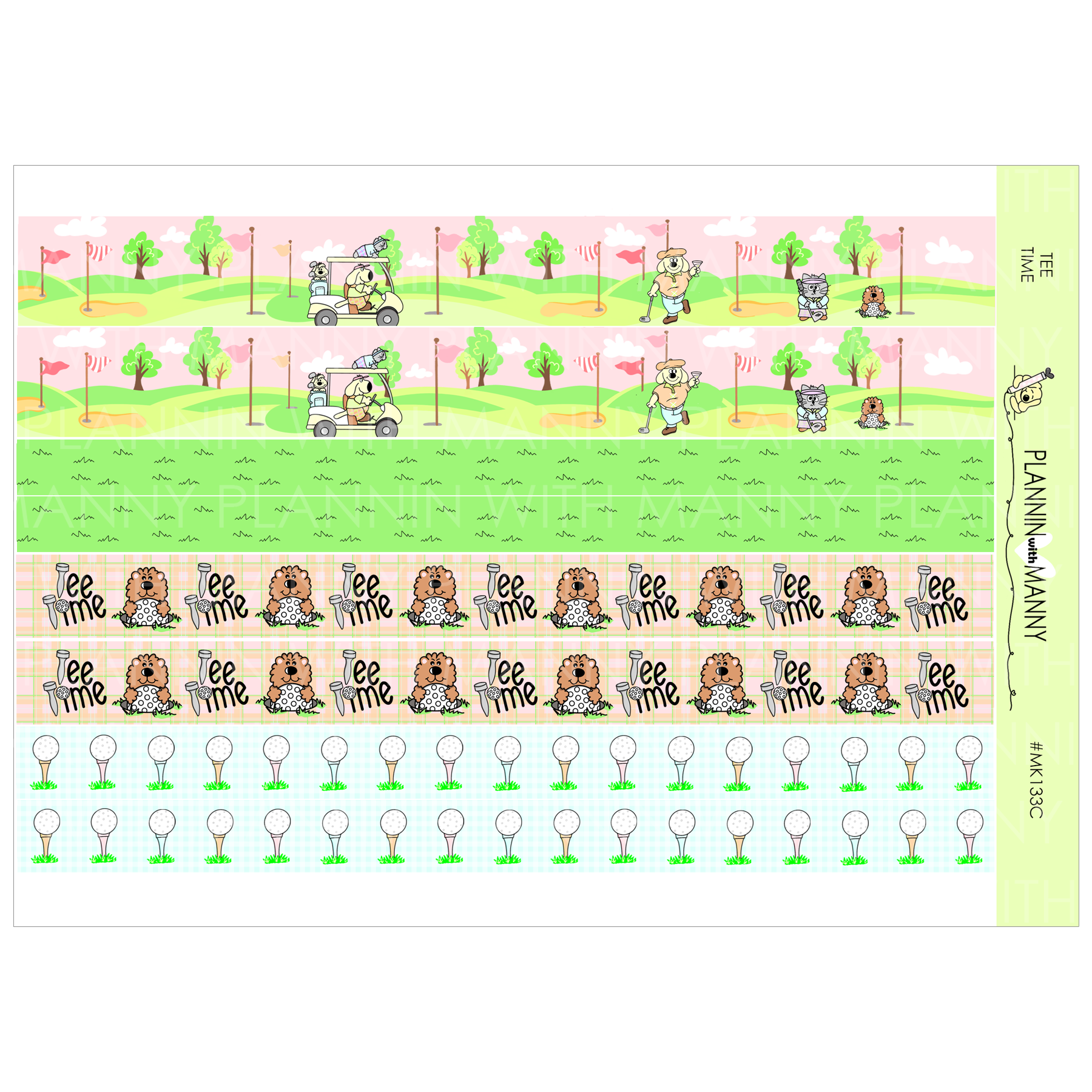 MK133C-Tee Time Washi Planner Stickers