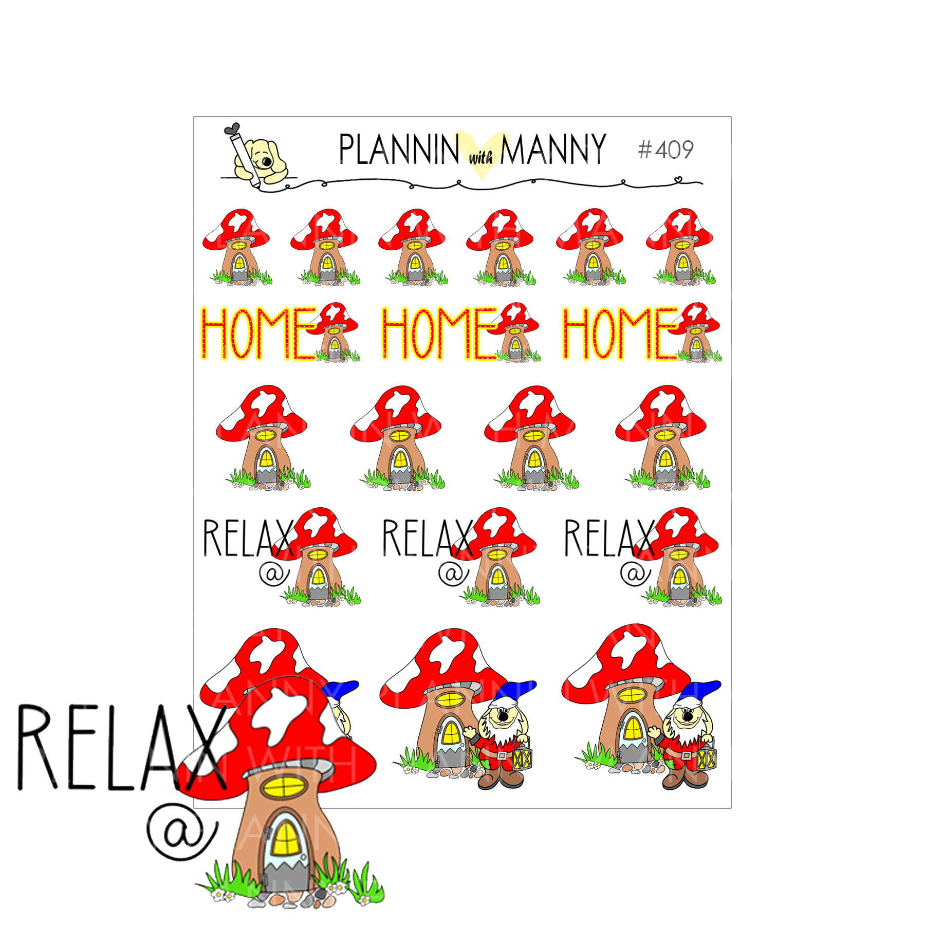 409 MUSHROOM HOME Planner Stickers - Rainbow Bright Collection
