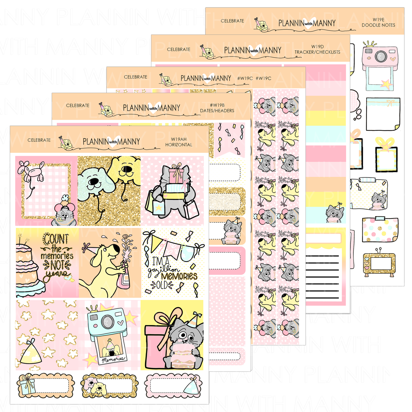 W19AH HORIZONTAL Weekly Planner Stickers- Celebration Collection