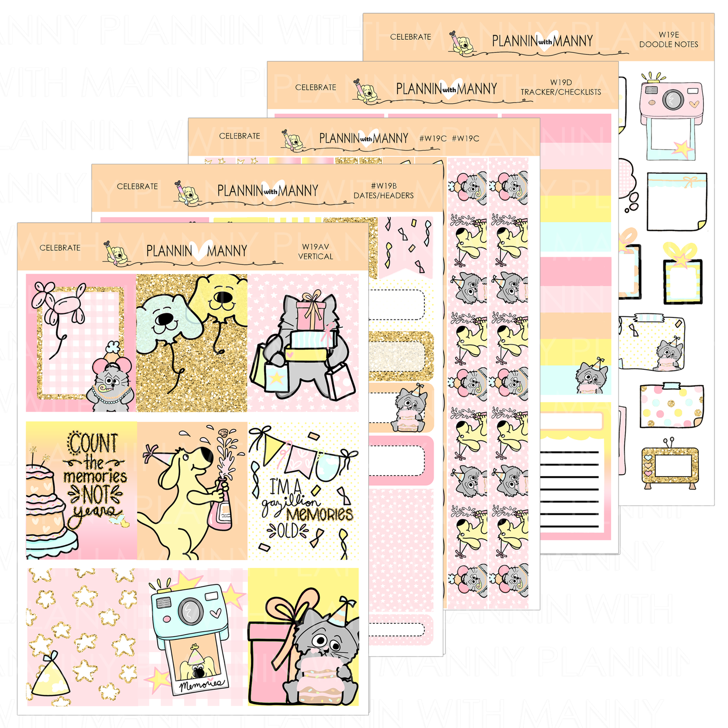 W19AV VERTICAL WEEKLY Planner Stickers - Celebration Collection