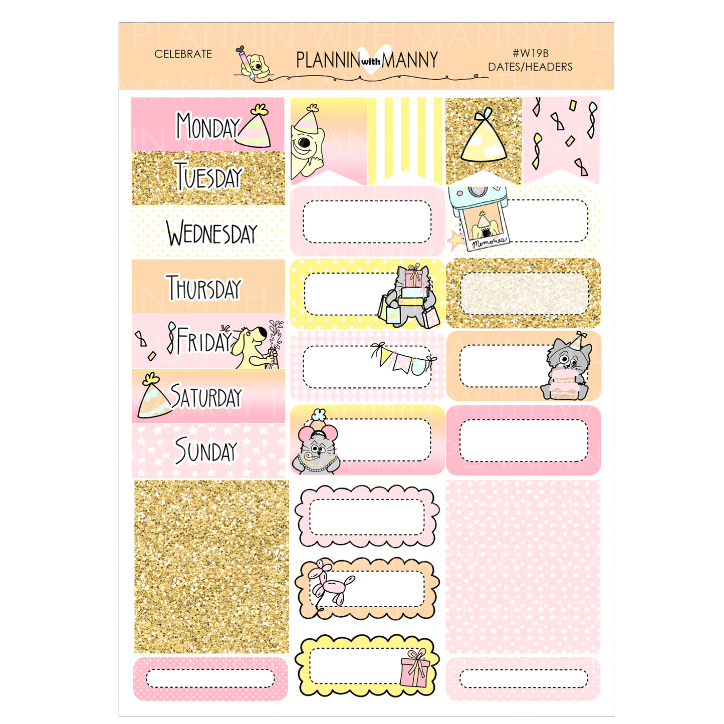 W19AV VERTICAL WEEKLY Planner Stickers - Celebration Collection