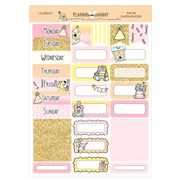 W19AH HORIZONTAL Weekly Planner Stickers- Celebration Collection