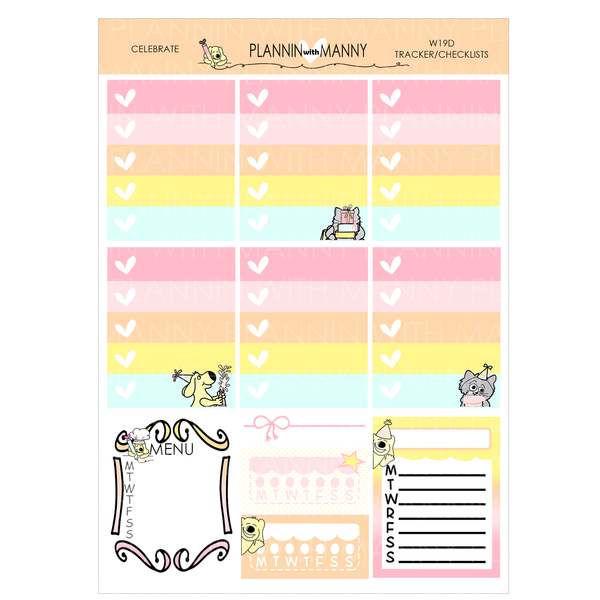 W19AV VERTICAL WEEKLY Planner Stickers - Celebration Collection