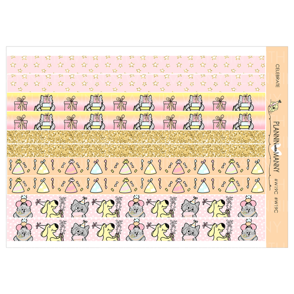 W19AH HORIZONTAL Weekly Planner Stickers- Celebration Collection