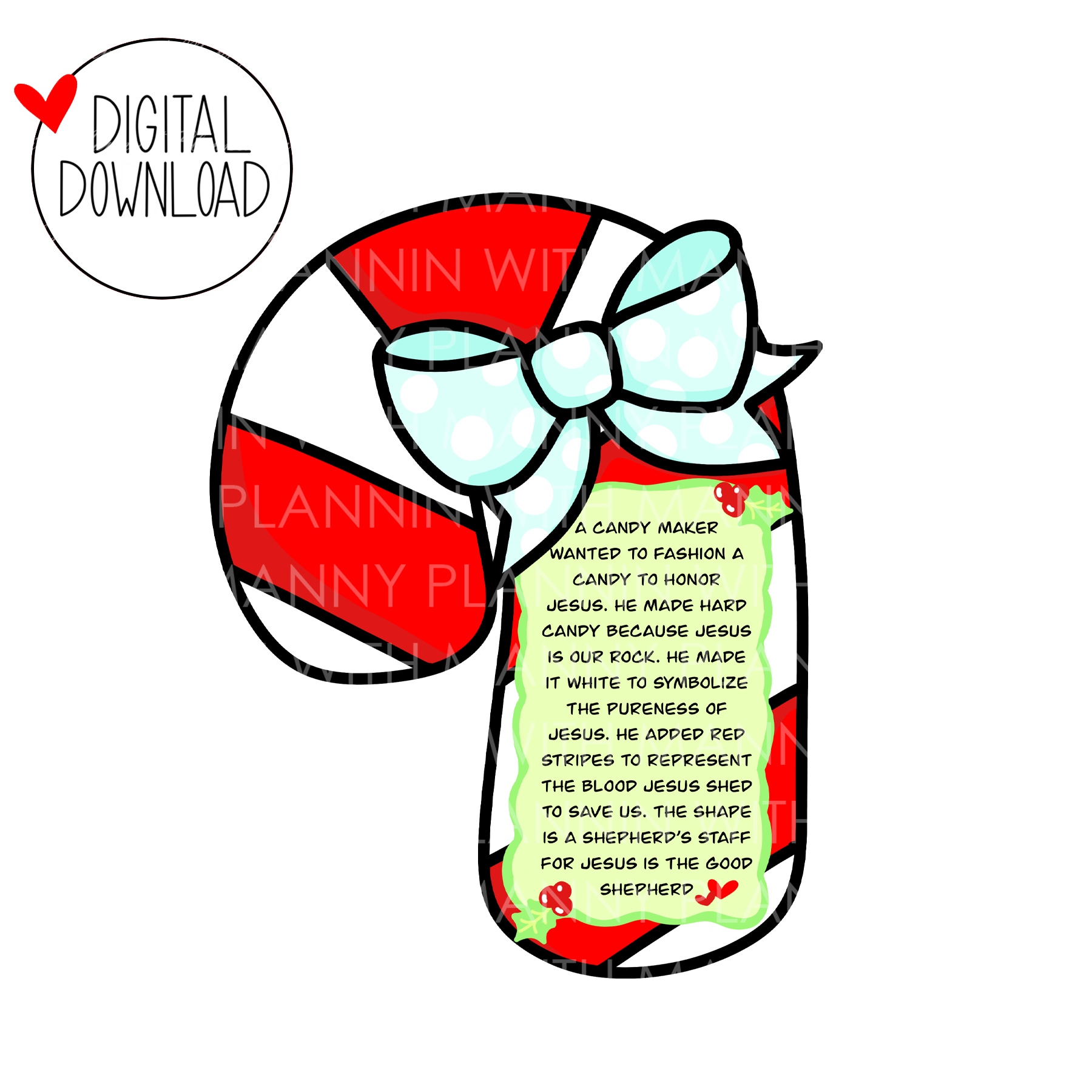 DIGITAL Candy Cane Tag with Legend