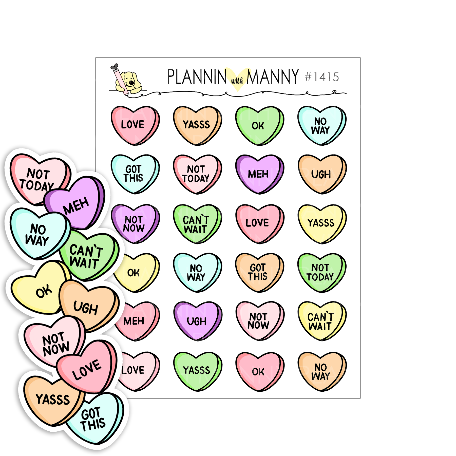 1415 Conversation Heart Planner Stickers