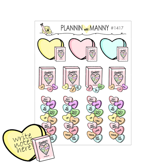 1417 Conversation Heart Mix Planner Stickers