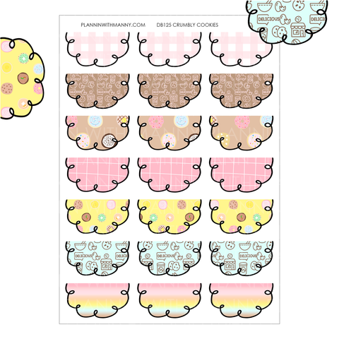 DB125 Crumbl Cookies 1.5" Doodle Half Circle Planner Stickers