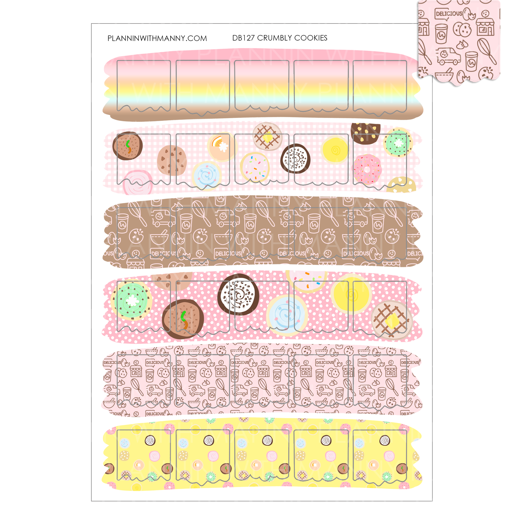 DB127 Crumbl Cookies Flag Planner Stickers