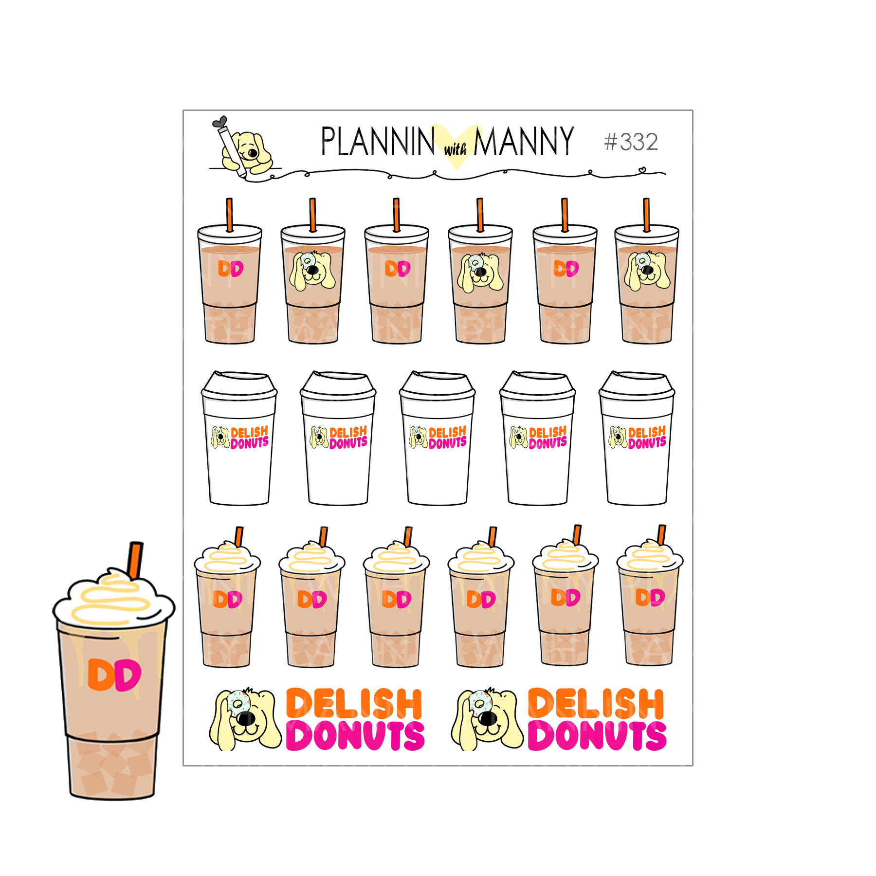 332 Delish Donut Coffee Cup Planner Stickers