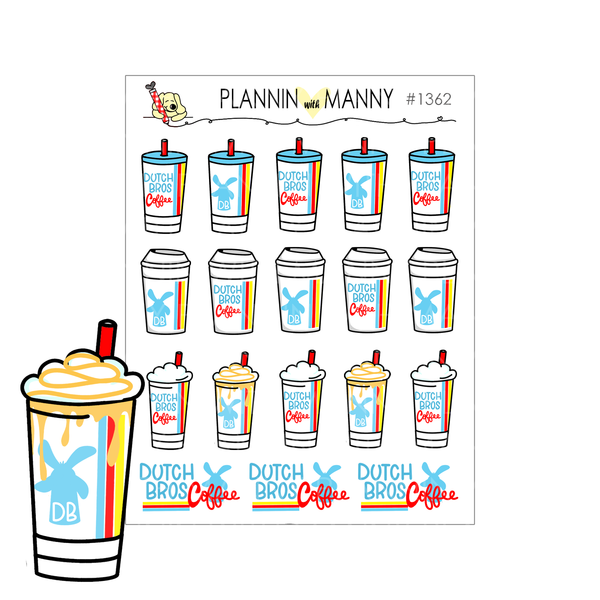 1362 Dutch Bros Coffee Cup Planner Stickers