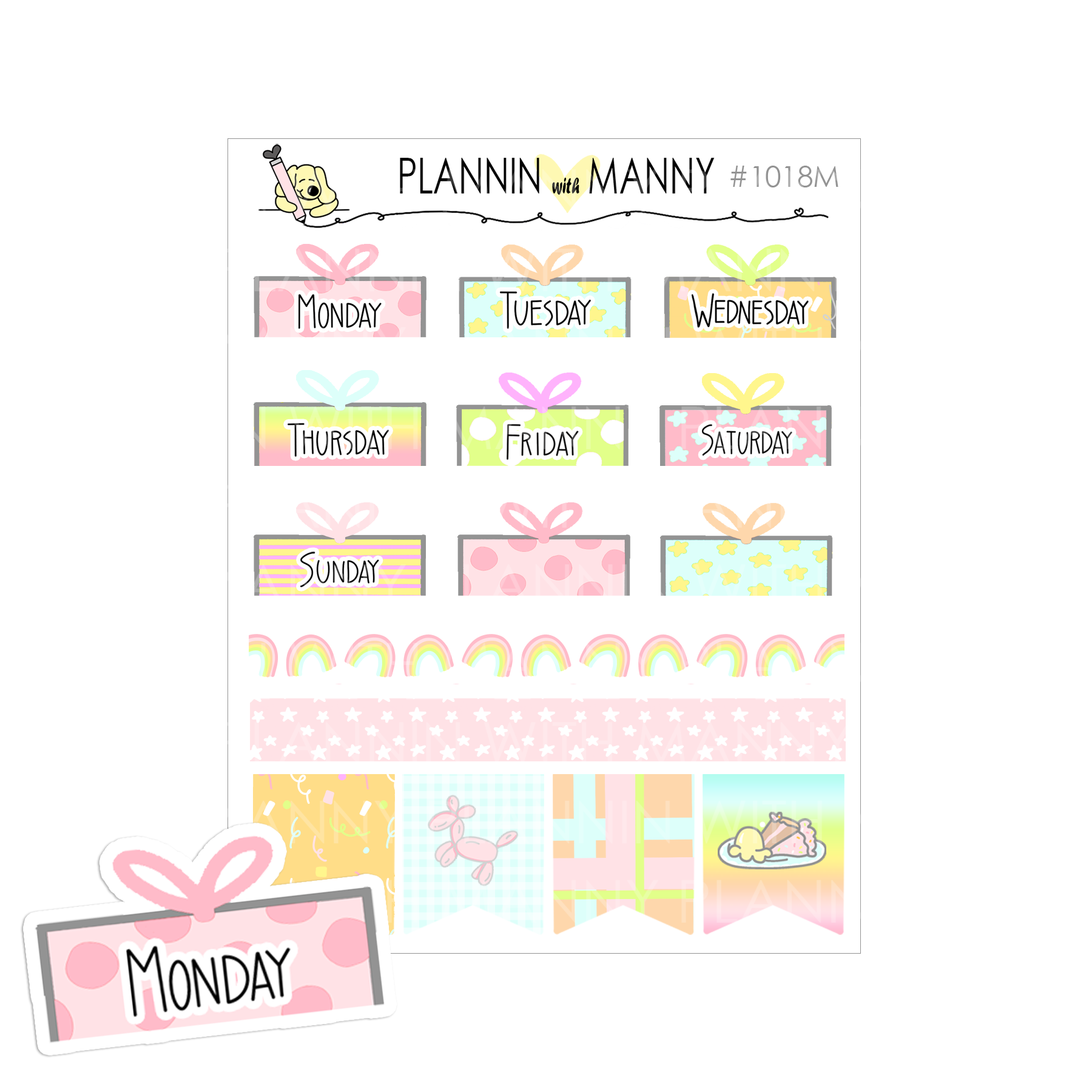 1018M Mini Pastel Gift Date Cover Planner Stickers