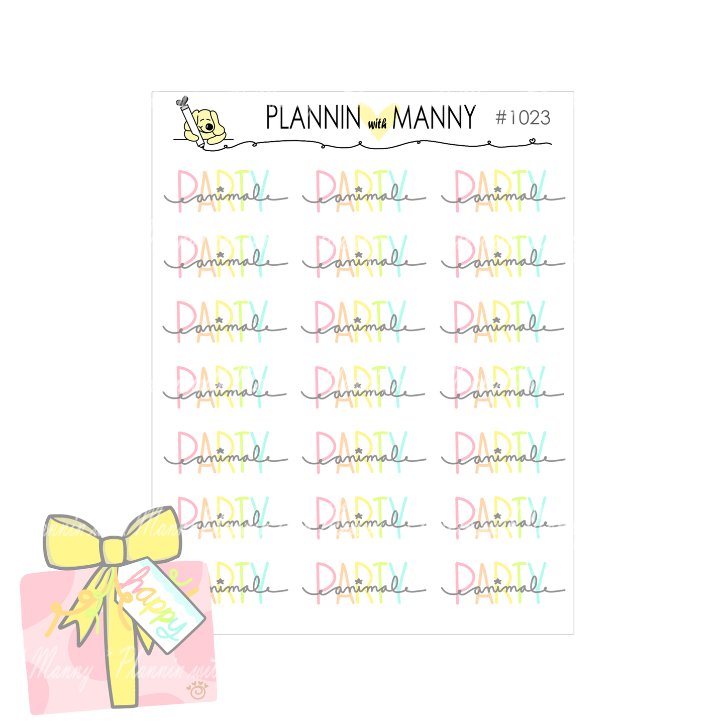 1023 PARTY ANIMAL SCRIPT Planner Stickers - Party Animal Collection