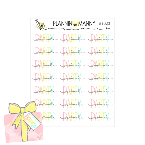 1023 PARTY ANIMAL SCRIPT Planner Stickers - Party Animal Collection