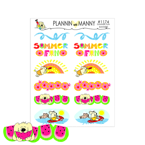 1174, SUMMER FUN BANNER Planner Stickers - Summer Fun Collectio n