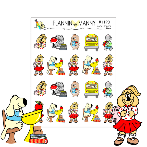 1193 Back to School Character Planner Stickers - Back2School Collection