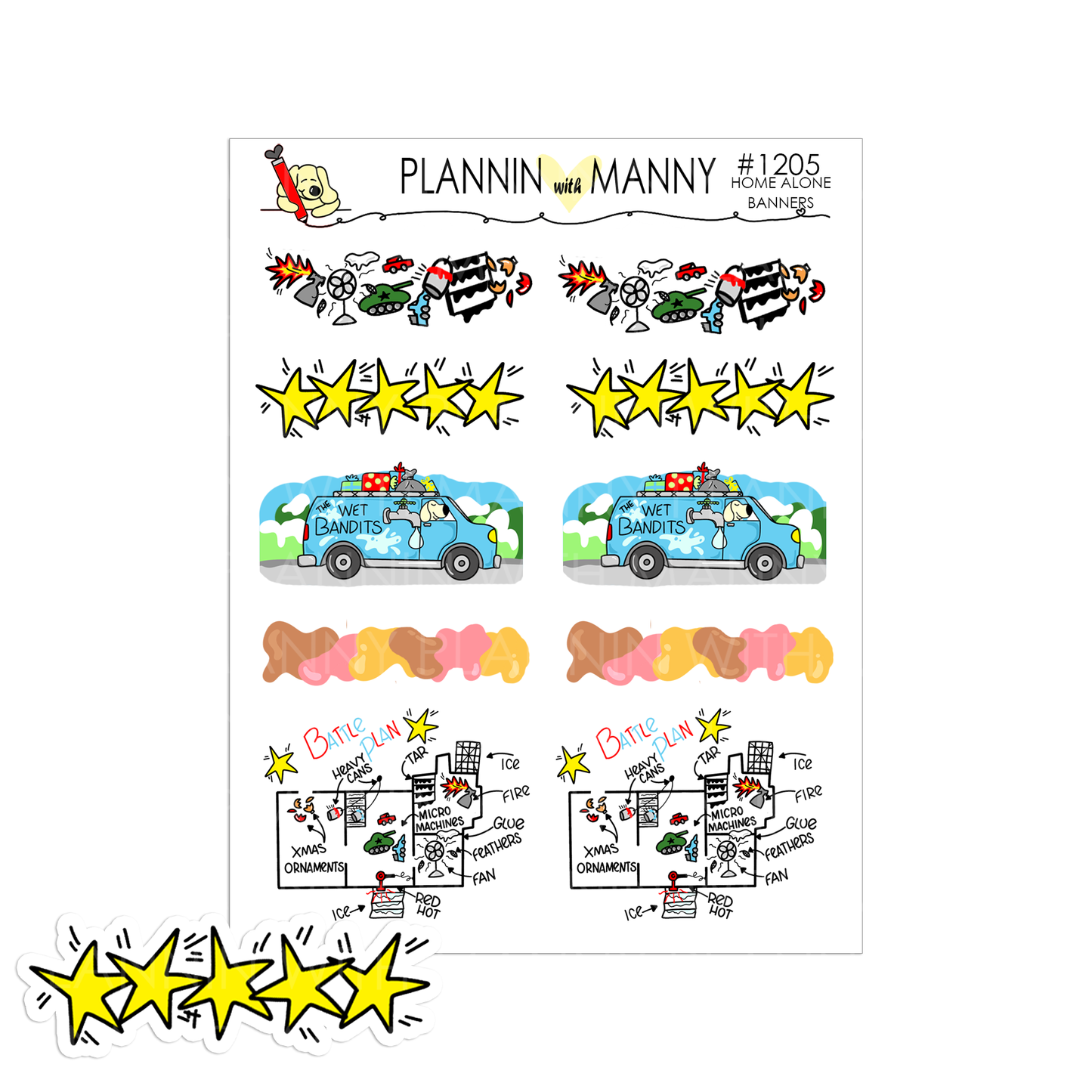 W22AH, HORIZONTAL Home Alone Weekly Planner Stickers