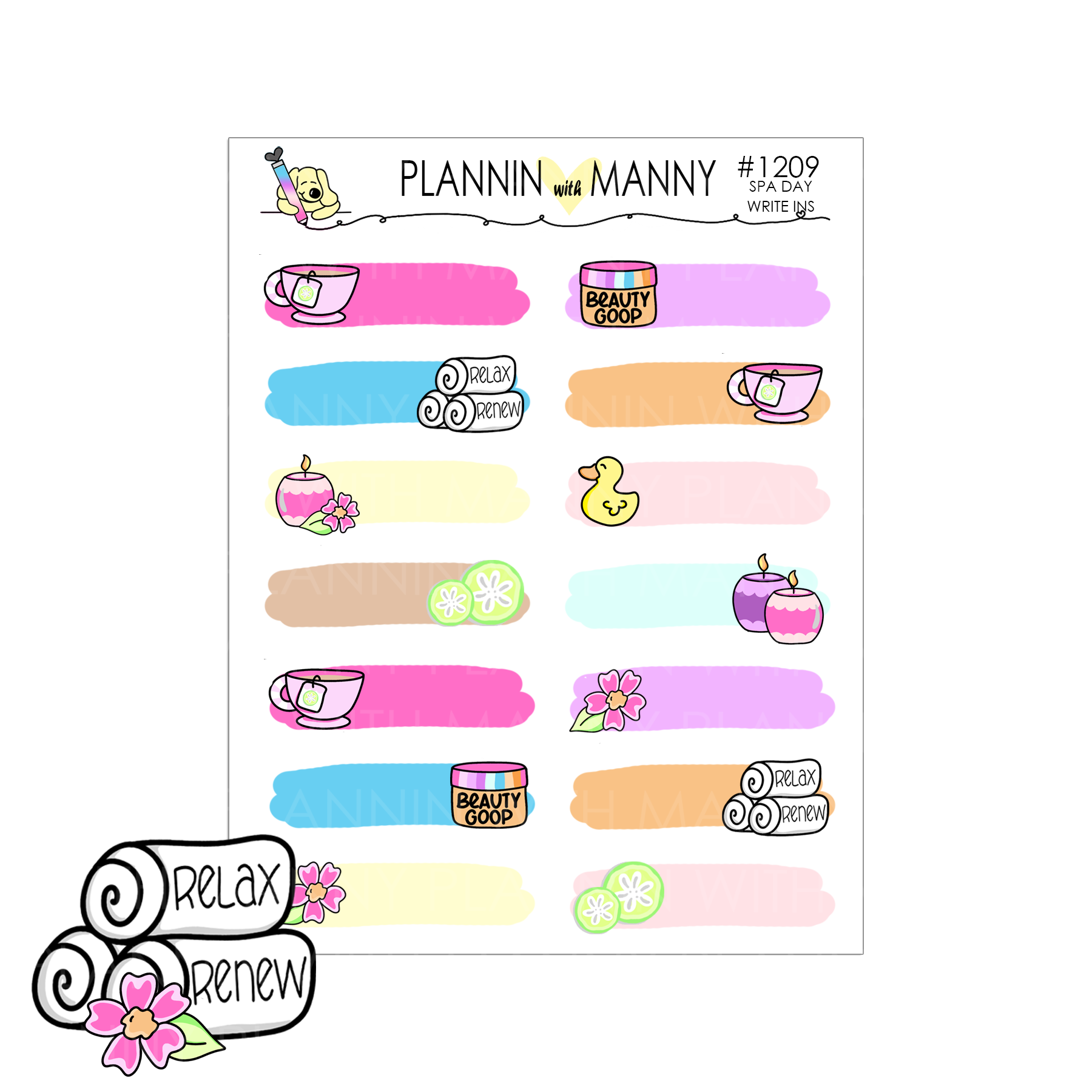 1209 Spa Day Write In Planner Stickers