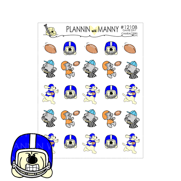 1210 Game Day Football Character Planner Stickers - Game Day Collection