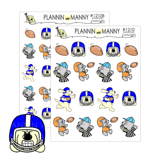 1210 Game Day Football Character Planner Stickers - Game Day Collection